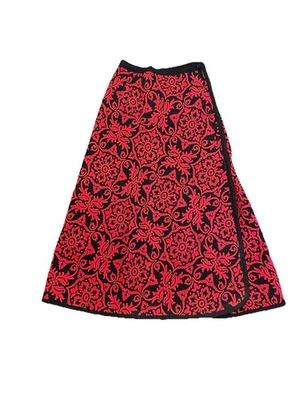 Винтажная женская красно-черная тканая/вязаная юбка 30x39 60-70-е - Изображение 1 из 4