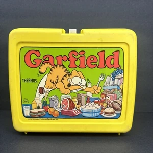 Vintage Garfield Lunch Box 1978 Yellow Plastic No Thermos Bright Colors GUC - Picture 1 of 20