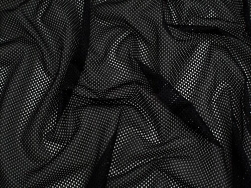 Minerva Airtex Mesh Stretch Knit Fabric Black - per metre