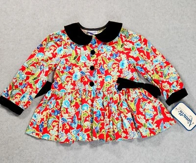 Nuevo Vestido de Vacaciones para Bebé Nannette Vintage Talla 24 Meses Floral Lazo de Pájaro Rojo Negro Foto 1 de 4