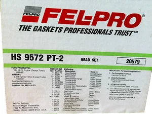 Head Gasket Set FelPro HS 9572 PT-2 FIT 89-92 Ford Probe Mazda MX6 626 2.2L SOHC - Picture 1 of 5