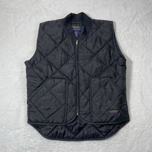 Vintage Campus Workwear Vest Mens Medium Black Puffer Quilted Puff Insulated - Picture 1 of 10