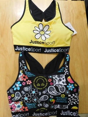 Sujetador deportivo Justice Girls con logotipo, paquete de 2-negro/amarillo-30-nuevo con etiquetas-202716 Foto 1 de 3