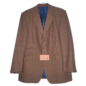 Giacca tweed Trotter Deane 100% pura lana nuova UK 42 R marrone blu blazer foderato - Foto 1 di 13