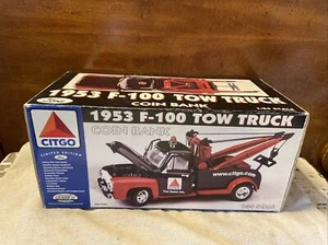 1953 F-100 Citgo Tow Truck Die Cast Coin Bank 1:24 Scale Gearbox Collectible-NIB - Picture 1 of 16