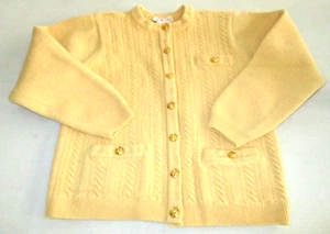 Yellow Cable TALBOTS 100% Wool SHRUNKEN Button SWEATER (See Below) NOW GIRL SIZE - Picture 1 of 12