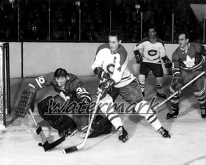 NHL 1965 Terry Sawchuk Maple Leafs vs Jean Beliveau Canadiens 8 X 10 Photo Pic - Picture 1 of 1
