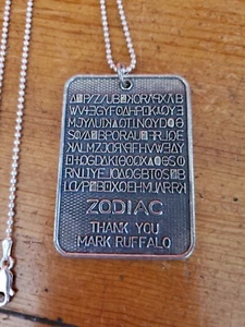 Zodiac Killer Mark Ruffalo Crew Wrap Gift Dog Tag Fincher Italy 925 Chain Vtg - Picture 1 of 7