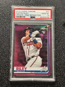 2019 Topps Chrome Update Pink Refractor Austin Riley RC #37 PSA 10