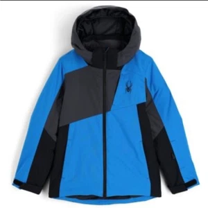 Spyder Ambush Insulated Jacket Blue Gray Detachable Hood Colorblock Boys 18 - Picture 1 of 16