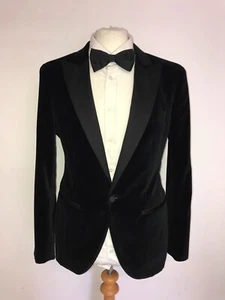 HACKETT -Mens Slim Fit BLACK VELVET Tuxedo JACKET - 40 Short -WORN ONCE STUNNING - Picture 1 of 9