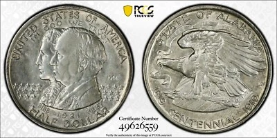 1921 Alabama 2x2 Commemorative Half Dollar 50c PCGS UNC. Details Cleaned - Image 1 of 3