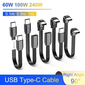 USB Type-C Male to Female 90° Right Angle Fast Charger Sync Charging Cable Data - Photo 1 sur 23