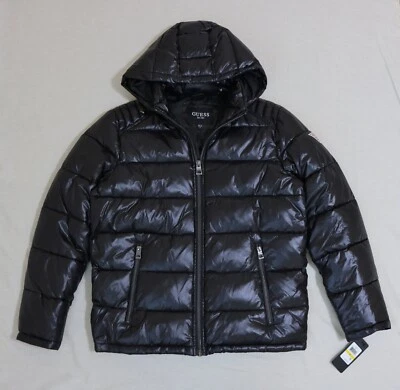 Guess Men Gloss Puffer jacket Hooded size  M , L , XL , XXL new with tag - Image 1 of 4
