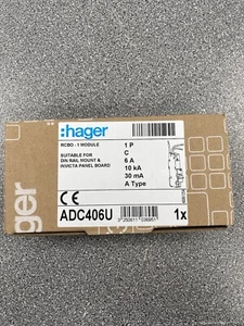 HAGER 6AMP TYPE C RCBO 1P 10KA (ADC406U) - Picture 1 of 1