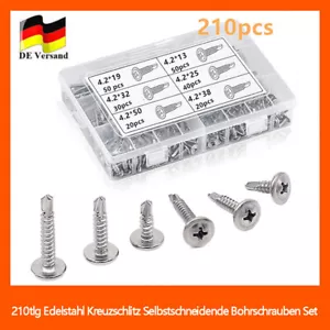 210tlg Kreuzschlitz Bohrschrauben Set Selbstschneidende Blechschrauben Edelstahl - Bild 1 von 11