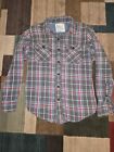 MENS AMERICAN EAGLE GRAY RED BLUE BUTTON UP SHIRT LONG SLEEVE L LARGE AE