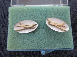 Cuff Links Airplanes gold planes Vintage 70s - Picture 1 of 3