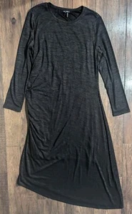 Nic+Zoe Maxi Angled Heathered Gray Dress w/ Ruching & Long Sleeves Size XL NWT! - Picture 1 of 15