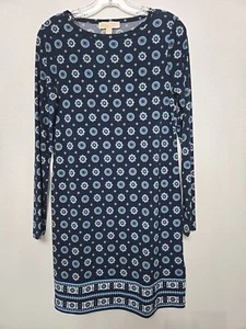 Michael Kors Women's Sheath Midi Geometric Blue Dress Size Small - Picture 1 of 4