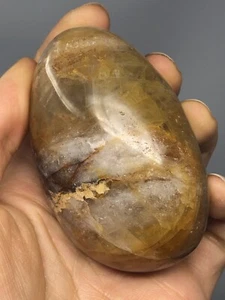 LARGE Natural Golden Healer Quartz Palm Stone Polished 7.8oz! N30 - Picture 1 of 12