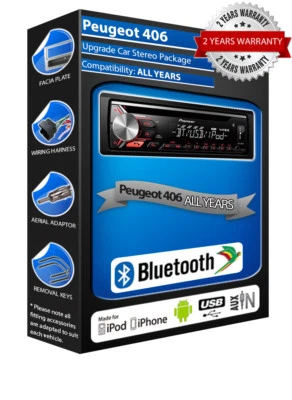 Peugeot 406 DEH-S320BT Auto Stereo, USB CD MP3 Ingresso Bluetooth Kit - Immagine 1 di 4