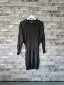 AllSaints Tahara Dress UK 8 Black Wool Blend Long Sleeve Jumper Dress - Picture 1 of 6