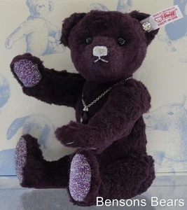 Steiff 2013 Swarovski Amethyst Necklace Bear Dark Purple Silk Fur 25c Ean 035159 - Picture 1 of 12