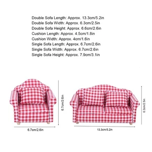 1:12 Puppenhaus Miniatur Sofa Set Zartes Gitterdesign Für Heimwerker - Bild 1 von 16