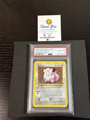 1999 Pokemon Clefairy Holo Shadowless Base Set Card #5 PSA 8 - Image 1 of 4