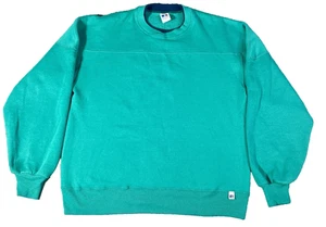 Felpa Russell Athletic Teal vintage anni 90 taglia XL verde bianca girocollo USA - Foto 1 di 4