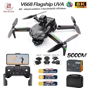 V668 8K GPS Drone 3-Axis Gimbal Laser Obstacle Avoidance + FREE Extra Battery - Picture 1 of 24