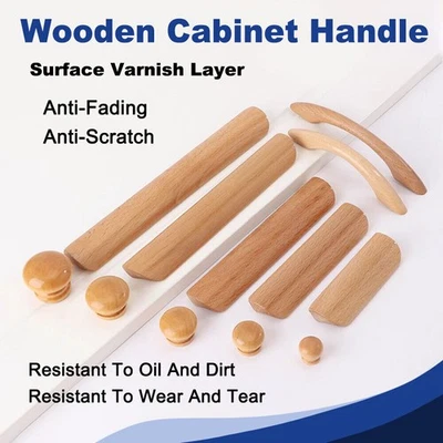 Holz Möbelgriffe Griffe Möbelgriff Türgriff Massiv Schubladengriffe Schrank Pull - Bild 1 von 4