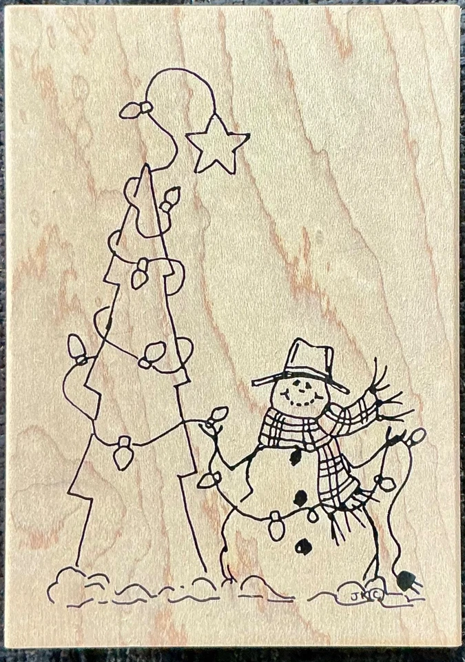 NUEVAS estampillas de Judith MUÑECO DE NIEVE CON ÁRBOL DE NAVIDAD ILUMINADO sello de goma Foto 1 de 1