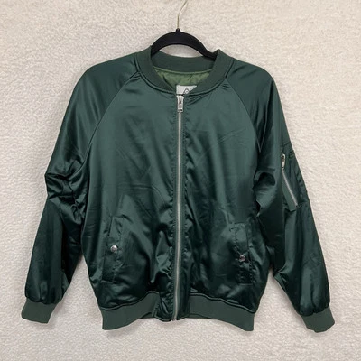 Chaqueta Bomber UNIF Urban Outfitters Para Mujer Grande Verde Esmeralda Satinado Foto 1 de 4