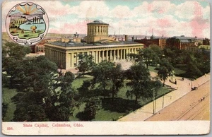 Vintage 1910 COLUMBUS, Ohio Postcard STATE CAPITOL BUILDING / Bird's-Eye View - Picture 1 of 2