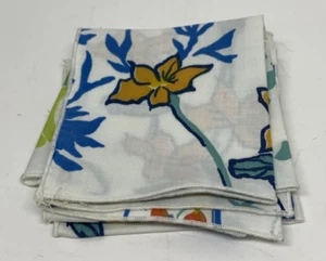 4er Set Vintage 8" x 8" FLORAL BAUMWOLLE Servietten gelb & grün Blumen - Bild 1 von 15