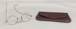 ANTIQUE WIRE RIM ROUND BIFOCALS WITH CASE - Picture 1 of 20