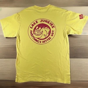 LAKE JUNKIE T-Shirt Medium Yellow ‘Everythings Better Wet’ Adult Sexual Humor - Picture 1 of 7