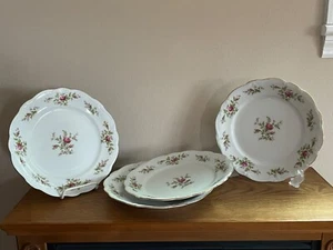 Johann Haviland China Bávara Mosgo Rosa Juego de 4 PLATOS DE CENA Alemania De Colección - Imagen 1 de 5