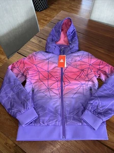 Peak Pink & Purple Girls Light Padded Jacket W/ Hood Zip Side Pockets size L - Picture 1 of 14