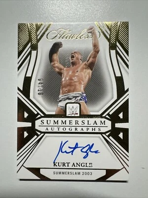 2024 Panini WWE Flawless Kurt Angle Gold 4/10 SummerSlam Summer Slam Auto - Image 1 of 4