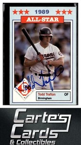 Todd Trafton 1989 Jennings Southern League #10 Barons TTM/IP Signed Autographed