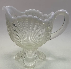 Mosser Glass Shell Crystal Opalescent Large Footed Creamer - Vintage - Picture 1 of 5