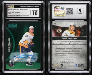2021 Skybox Metal Universe Green /10 Philip Tomasino #185 CGC 10 Rookie Auto RC