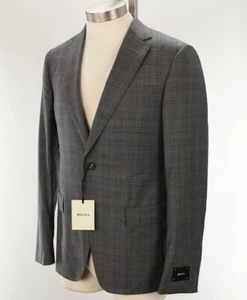 Z ZEGNA Men Medium Gray CHECK Drop 8 Wool Slim Fit Suit 38R Flat Front Pants NWT - Picture 1 of 4