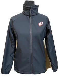 COLUMBIA Wisconsin Badgers Women’s Jacket Black Soft Shell NWOT Sz S - Picture 1 of 7