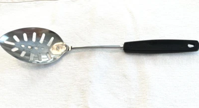 Foley Chrome Plated Slotted Cooking Spoon Stir Strain USA Black Handle Utensil - Image 1 of 4