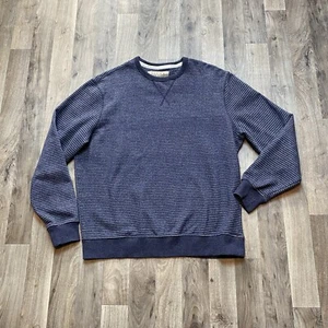 Jachs New York Sweater Size Medium Blue Striped Crew Neck Recycled Fleece - Picture 1 of 6