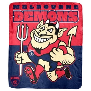 Melbourne Demons AFL Coral Fleece Mascot Design Rug Blanket - Picture 1 of 1